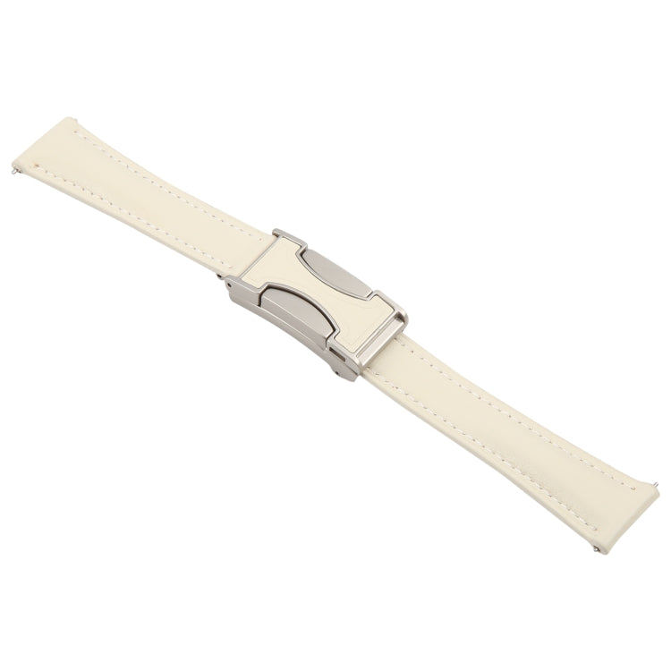 22mm Universal Slim Magnetic Buckle Genuine Leather Watch Band(Plain Weave Beige) - free shipping - PMc TechLife - Order now!