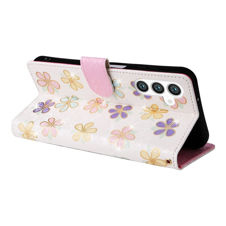 For Samsung Galaxy S25 5G Bronzing Painting RFID Leather Phone Case(Bloosoming Flower) - Galaxy S25 5G Cases by PMC Jewellery | Online Shopping South Africa | PMC Jewellery | Buy Now Pay Later Mobicred