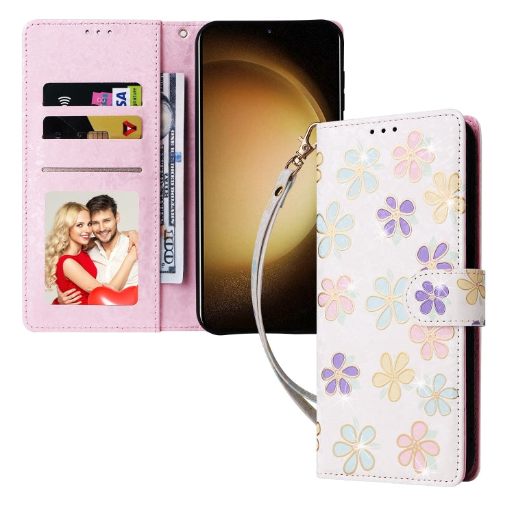 For Samsung Galaxy S25+ 5G Bronzing Painting RFID Leather Phone Case(Bloosoming Flower) - Galaxy S25+ 5G Cases by PMC Jewellery | Online Shopping South Africa | PMC Jewellery | Buy Now Pay Later Mobicred