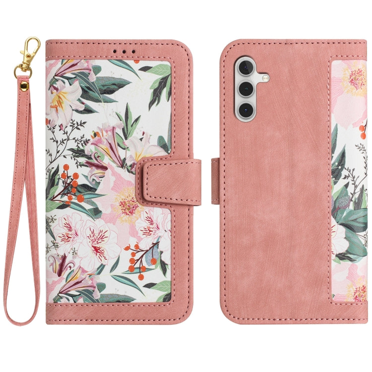 For Samsung Galaxy S25+ 5G Floral Pattern Leather Phone Case with Lanyard(Pink) - Galaxy S25+ 5G Cases by PMC Jewellery | Online Shopping South Africa | PMC Jewellery | Buy Now Pay Later Mobicred