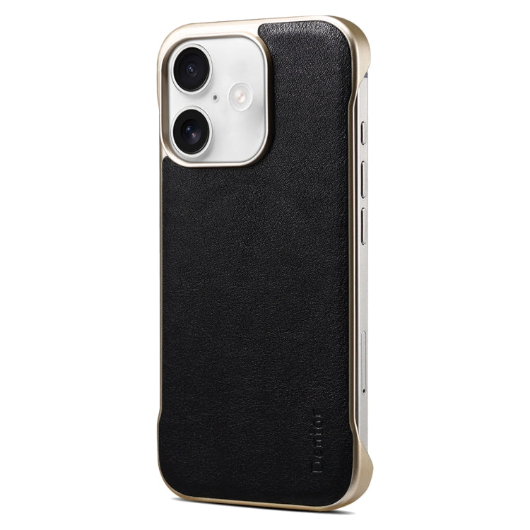 For iPhone 16 Denior MagSafe Genuine Leather Calf Texture  Phone Case(Black) - iPhone 16 Cases by Denior | Online Shopping South Africa | PMC Jewellery | Buy Now Pay Later Mobicred