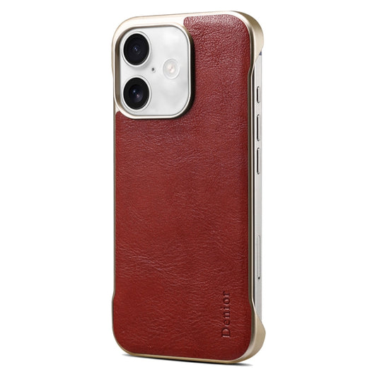 For iPhone 16 Denior MagSafe Genuine Leather Calf Texture  Phone Case(Red) - iPhone 16 Cases by Denior | Online Shopping South Africa | PMC Jewellery | Buy Now Pay Later Mobicred