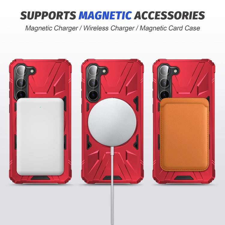 For Samsung Galaxy S25+ 5G MagSafe Magnetic Shockproof Phone Case with Ring Holder(Red) - Galaxy S25+ 5G Cases by PMC Jewellery | Online Shopping South Africa | PMC Jewellery | Buy Now Pay Later Mobicred