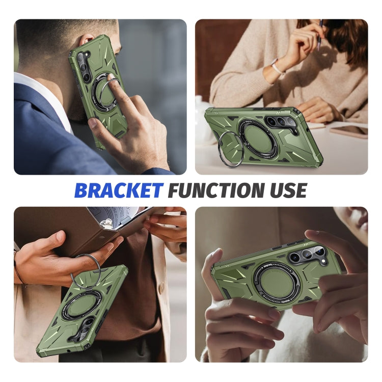 For Samsung Galaxy S25+ 5G MagSafe Magnetic Shockproof Phone Case with Ring Holder(Dark Green) - Galaxy S25+ 5G Cases by PMC Jewellery | Online Shopping South Africa | PMC Jewellery | Buy Now Pay Later Mobicred