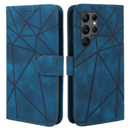 For Samsung Galaxy S25 Ultra 5G Skin Feel Geometric Lines Leather Phone Case(Blue) - Galaxy S25 Ultra 5G Cases by PMC Jewellery | Online Shopping South Africa | PMC Jewellery | Buy Now Pay Later Mobicred