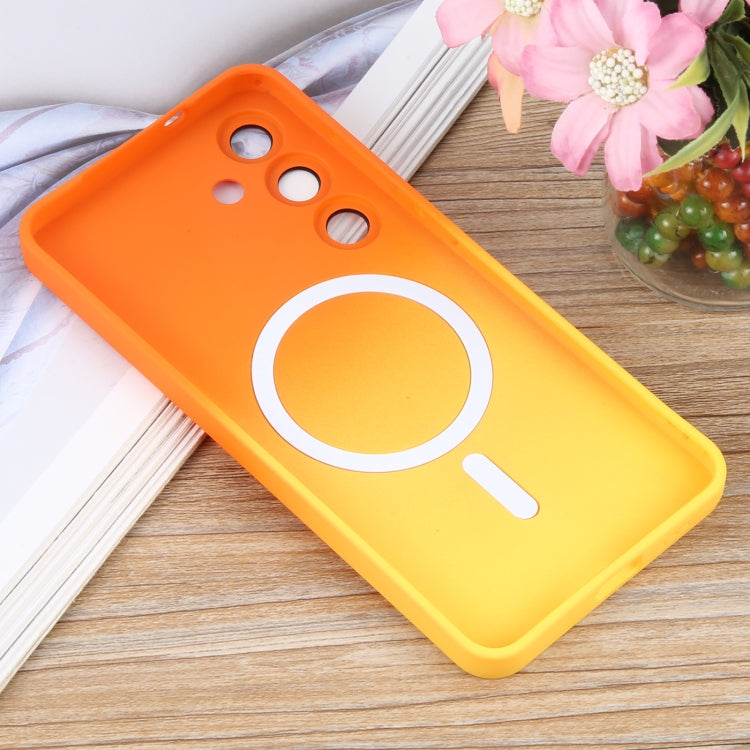 For Samsung Galaxy S25 5G Liquid TPU Silicone Gradient MagSafe Phone Case(Orange Yellow) - Galaxy S25 5G Cases by PMC TechLife | Online Shopping South Africa | PMC TechLife | Buy Now Pay Later Mobicred