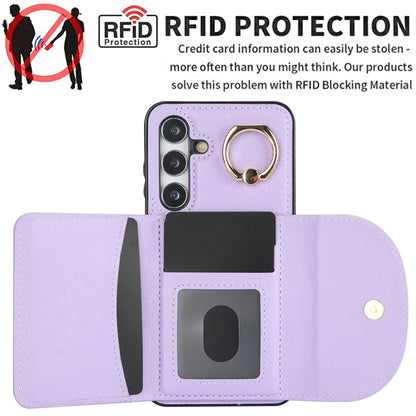 For Samsung Galaxy S25+ 5G Ring Holder Card Bag Skin Feel Phone Case(Purple) - Galaxy S25+ 5G Cases by PMC Jewellery | Online Shopping South Africa | PMC Jewellery | Buy Now Pay Later Mobicred