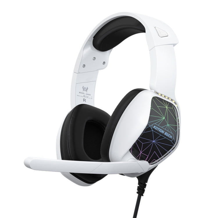 KOTION EACH G6000 On-Ear Gaming Headset with Mic, Length: About 2.1m(Black White) - Multimedia Headset by KOTION EACH | Online Shopping South Africa | PMC TechLife | Buy Now Pay Later Mobicred