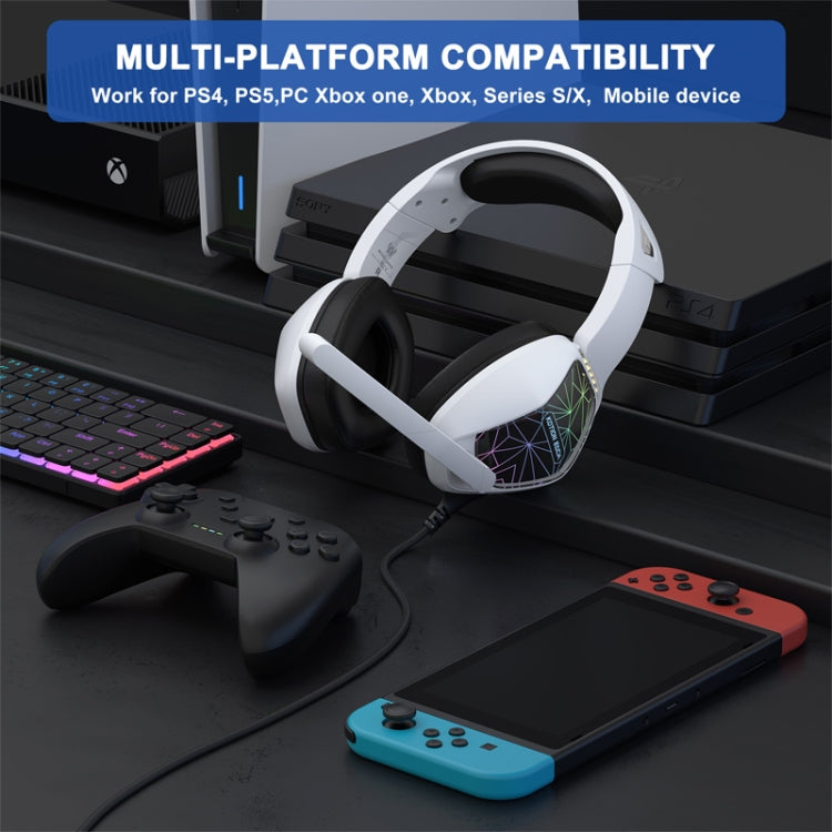 KOTION EACH G6000 On-Ear Gaming Headset with Mic, Length: About 2.1m(Black White) - Multimedia Headset by KOTION EACH | Online Shopping South Africa | PMC TechLife | Buy Now Pay Later Mobicred