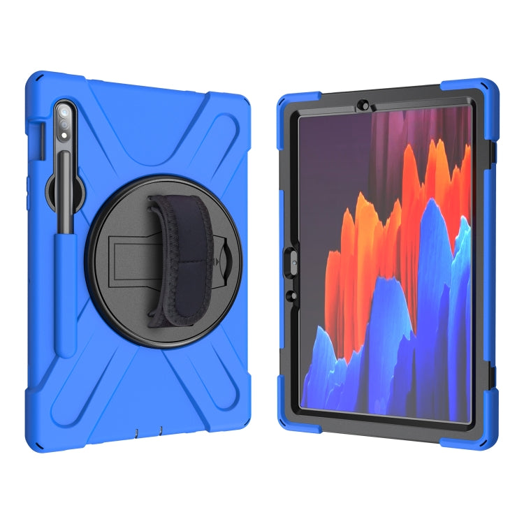 For Samsung Galaxy Tab S9 / Galaxy Tab S8 / Galaxy Tab S7 (2020) T870 Shockproof Colorful Silicone + PC Protective Case with Holder & Shoulder Strap & Hand Strap & Pen Slot(Blue) - Galaxy Tab S8 Cases by PMC Jewellery | Online Shopping South Africa | PMC Jewellery | Buy Now Pay Later Mobicred