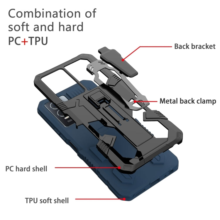 For Samsung Galaxy S25 Ultra 5G Armor Warrior Shockproof PC + TPU Phone Case(Blue) - Galaxy S25 Ultra 5G Cases by PMC Jewellery | Online Shopping South Africa | PMC Jewellery | Buy Now Pay Later Mobicred