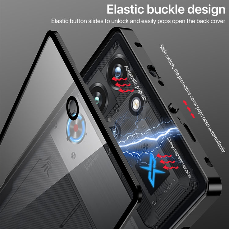 For ZTE nubia Red Magic 10 Pro / 10 Pro+ Snap Buckle Metal Frame Glass Back Panel Phone Case(Black) - ZTE Cases by PMC TechLife | Online Shopping South Africa | PMC TechLife | Buy Now Pay Later Mobicred
