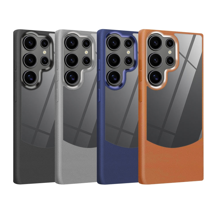 For Samsung Galaxy S25 5G Litchi Texture TPU Hybrid Acrylic Phone Case(Blue) - Galaxy S25 5G Cases by PMC Jewellery | Online Shopping South Africa | PMC Jewellery | Buy Now Pay Later Mobicred