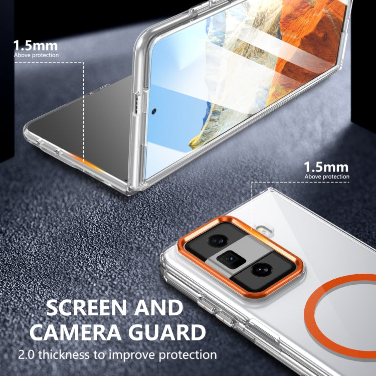 For Honor Magic Vs3 lce Folding Series MagSafe Integrated Clear PC Phone Case(Orange) - Honor Cases by PMC TechLife | Online Shopping South Africa | PMC TechLife | Buy Now Pay Later Mobicred