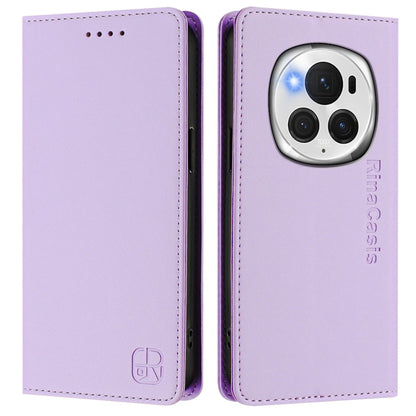 For Honor Magic6 Pro Global RC01 Dual-Folded Magnetic Suction RFID Leather Phone Case(Light Purple) - Honor Cases by PMC Jewellery | Online Shopping South Africa | PMC Jewellery | Buy Now Pay Later Mobicred