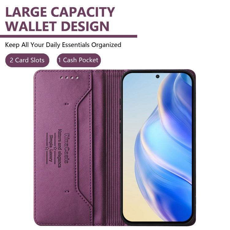 For Honor Magic6 Pro Global RC01 Dual-Folded Magnetic Suction RFID Leather Phone Case(Violet) - Honor Cases by PMC Jewellery | Online Shopping South Africa | PMC Jewellery | Buy Now Pay Later Mobicred