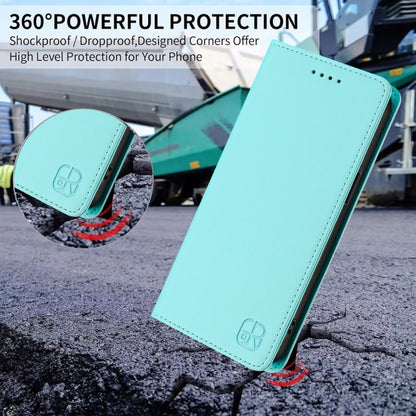 For Huawei Pura 70 RC01 Dual-Folded Magnetic Suction RFID Leather Phone Case(Mint Green) - Huawei Cases by PMC Jewellery | Online Shopping South Africa | PMC Jewellery | Buy Now Pay Later Mobicred