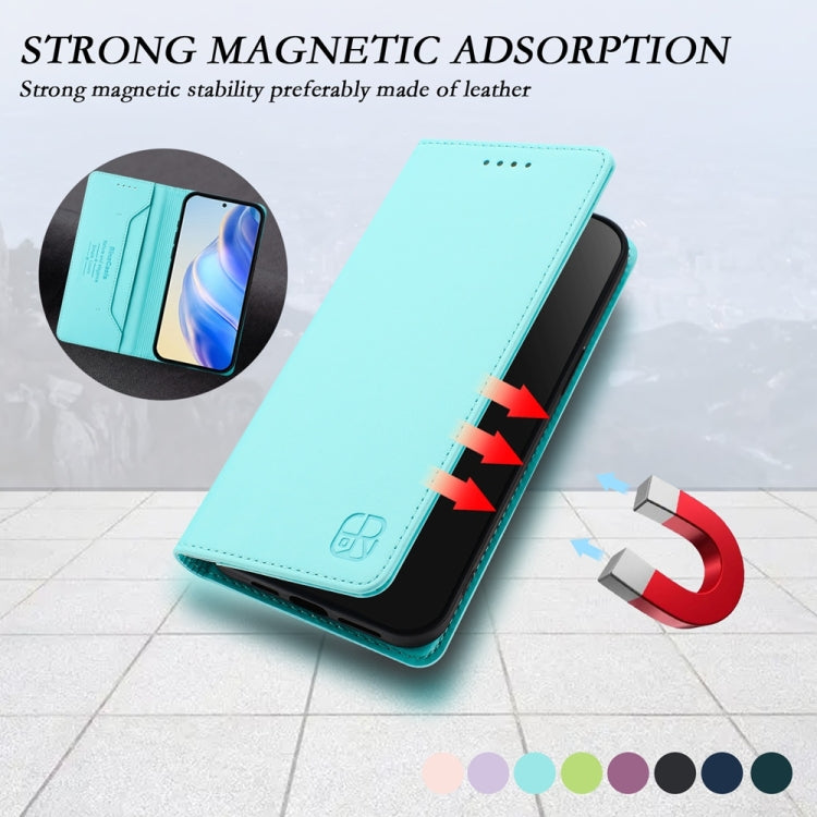 For Huawei Pura 70 Pro / Pura 70 Pro+ RC01 Dual-Folded Magnetic Suction RFID Leather Phone Case(Mint Green) - Huawei Cases by PMC Jewellery | Online Shopping South Africa | PMC Jewellery | Buy Now Pay Later Mobicred