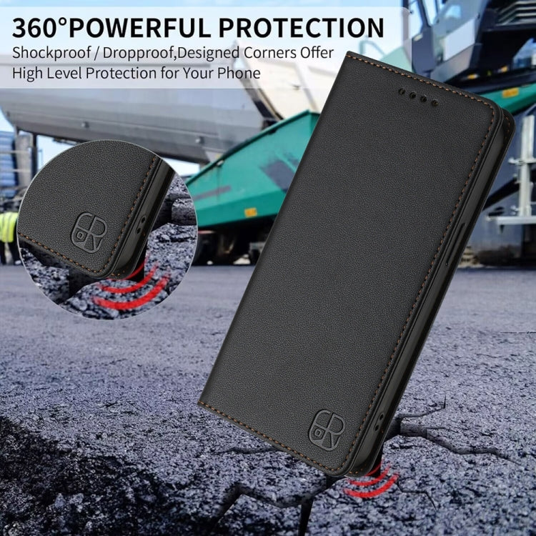 For Huawei Pura 70 Pro / Pura 70 Pro+ RC01 Dual-Folded Magnetic Suction RFID Leather Phone Case(Black) - Huawei Cases by PMC Jewellery | Online Shopping South Africa | PMC Jewellery | Buy Now Pay Later Mobicred