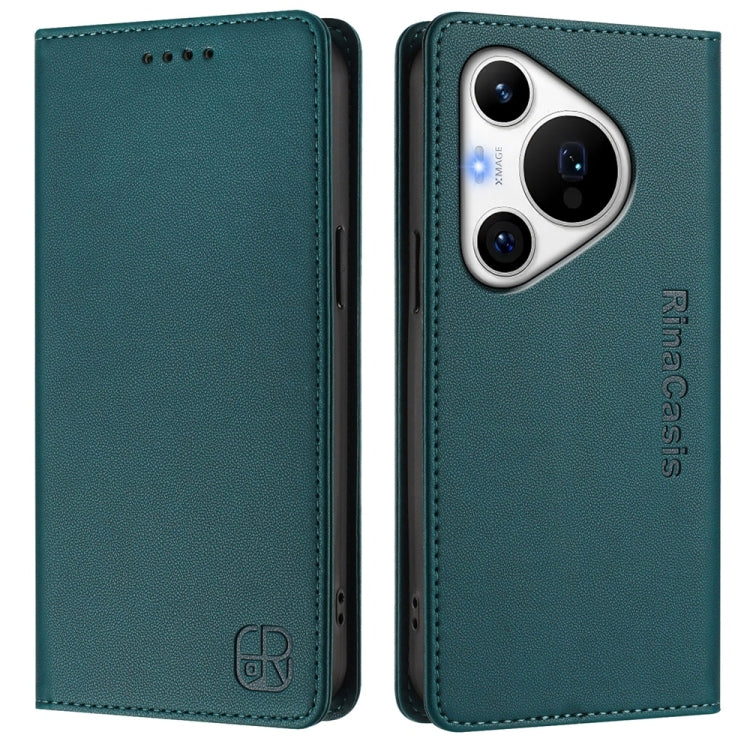 For Huawei Pura 70 Pro / Pura 70 Pro+ RC01 Dual-Folded Magnetic Suction RFID Leather Phone Case(Dark Green) - Huawei Cases by PMC Jewellery | Online Shopping South Africa | PMC Jewellery | Buy Now Pay Later Mobicred