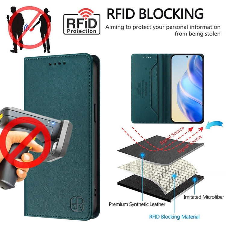 For Huawei Pura 70 Pro / Pura 70 Pro+ RC01 Dual-Folded Magnetic Suction RFID Leather Phone Case(Dark Green) - Huawei Cases by PMC Jewellery | Online Shopping South Africa | PMC Jewellery | Buy Now Pay Later Mobicred