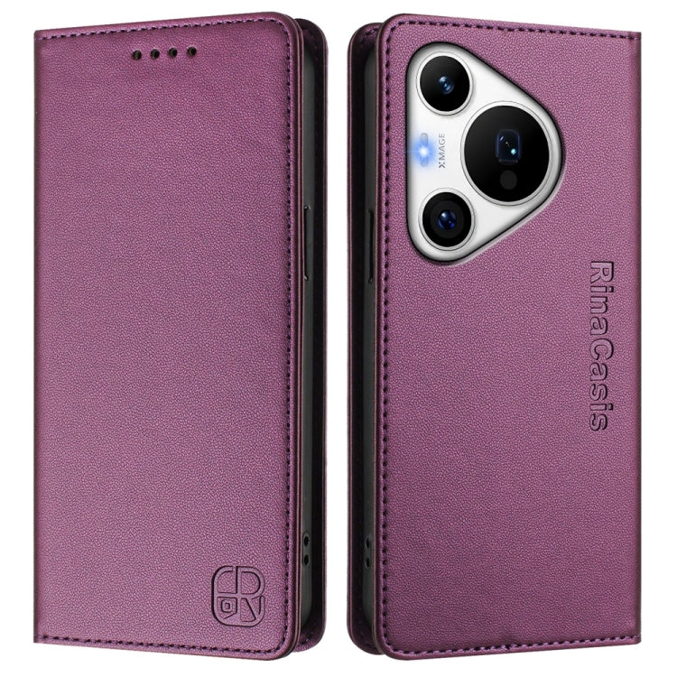 For Huawei Pura 70 Pro / Pura 70 Pro+ RC01 Dual-Folded Magnetic Suction RFID Leather Phone Case(Violet) - Huawei Cases by PMC Jewellery | Online Shopping South Africa | PMC Jewellery | Buy Now Pay Later Mobicred