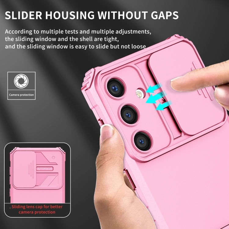 For Samsung Galaxy S25+ 5G Stereoscopic Holder Sliding Camshield Phone Case(Pink) - Galaxy S25+ 5G Cases by PMC Jewellery | Online Shopping South Africa | PMC Jewellery | Buy Now Pay Later Mobicred