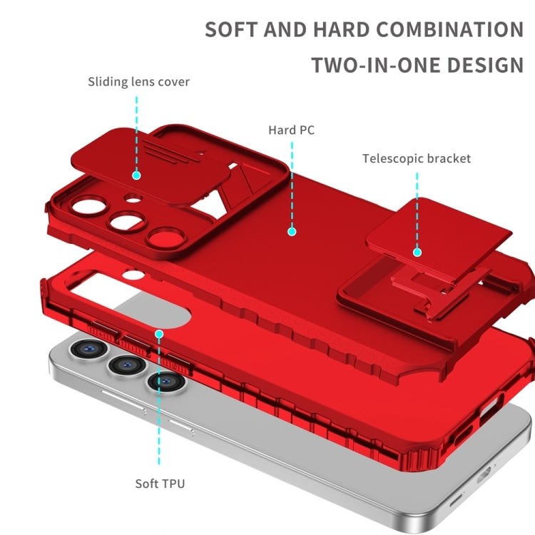 For Samsung Galaxy S25+ 5G Stereoscopic Holder Sliding Camshield Phone Case(Red) - Galaxy S25+ 5G Cases by PMC Jewellery | Online Shopping South Africa | PMC Jewellery | Buy Now Pay Later Mobicred