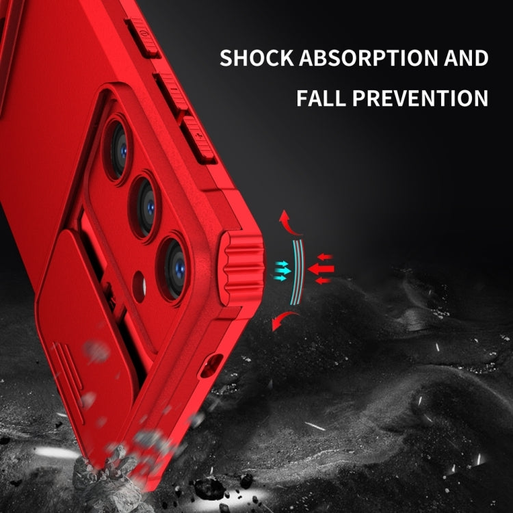 For Samsung Galaxy S25+ 5G Stereoscopic Holder Sliding Camshield Phone Case(Red) - Galaxy S25+ 5G Cases by PMC Jewellery | Online Shopping South Africa | PMC Jewellery | Buy Now Pay Later Mobicred