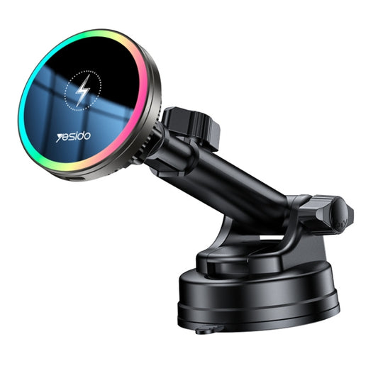 Yesido C315 15W Suction Cup Air Vent Car Wireless Charging Holder with RGB Lighting(Black) - Wireless Charger Holders by Yesido | Online Shopping South Africa | PMC Jewellery | Buy Now Pay Later Mobicred