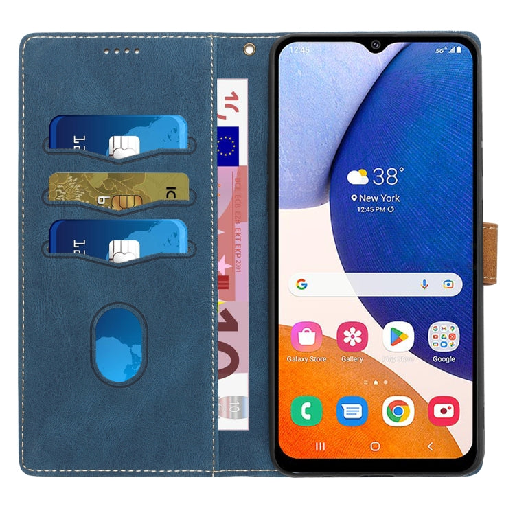 For Samsung Galaxy S25 5G Grid Stitching Leather Phone Case with Lanyard(Blue) - Galaxy S25 5G Cases by PMC Jewellery | Online Shopping South Africa | PMC Jewellery | Buy Now Pay Later Mobicred