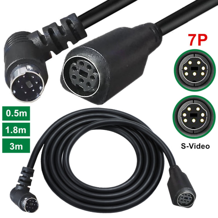 Mini DIN 7 Pin Core Audio / Video Cable, Length:3m(Male to Female Elbow) - Cables by PMC TechLife | Online Shopping South Africa | PMC TechLife | Buy Now Pay Later Mobicred