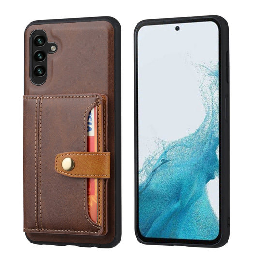 For Samsung Galaxy S25+ 5G Calfskin Card Slot TPU Hybrid PU Phone Case(Brown) - Galaxy S25+ 5G Cases by PMC Jewellery | Online Shopping South Africa | PMC Jewellery | Buy Now Pay Later Mobicred