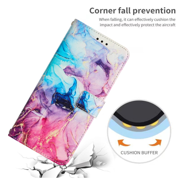 For Samsung Galaxy S25 5G Painted Marble Pattern Leather Phone Case(Pink Purple) - Galaxy S25 5G Cases by PMC Jewellery | Online Shopping South Africa | PMC Jewellery | Buy Now Pay Later Mobicred