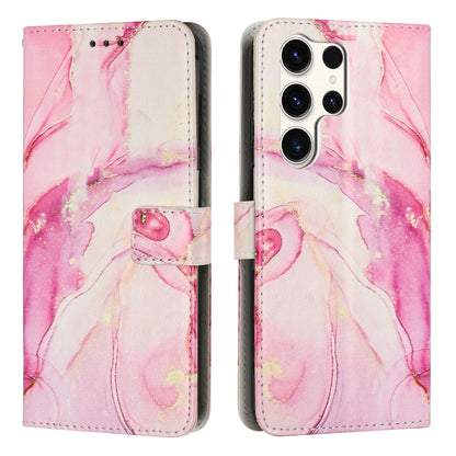 For Samsung Galaxy S25 Ultra 5G Painted Marble Pattern Leather Phone Case(Rose Gold) - Galaxy S25 Ultra 5G Cases by PMC Jewellery | Online Shopping South Africa | PMC Jewellery | Buy Now Pay Later Mobicred