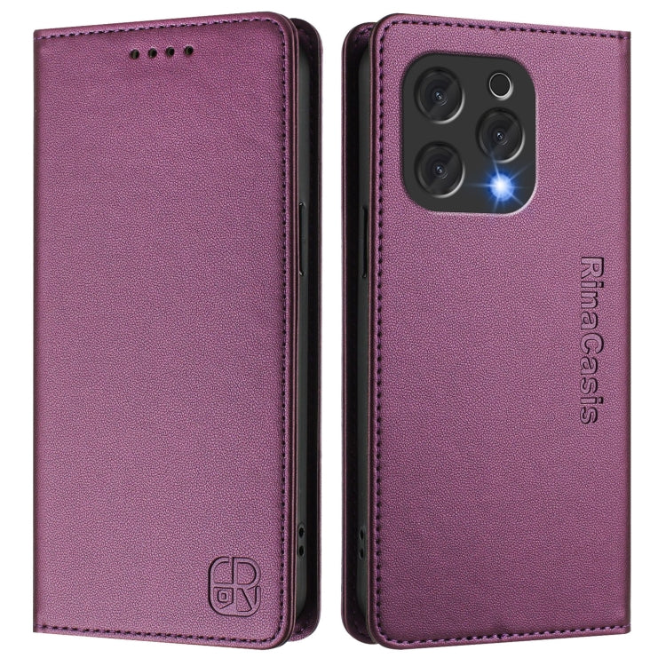 For DOOGEE N55 Plus RC01 Dual-Folded Magnetic Suction RFID Leather Phone Case(Violet) - Doogee Cases by PMC TechLife | Online Shopping South Africa | PMC TechLife | Buy Now Pay Later Mobicred