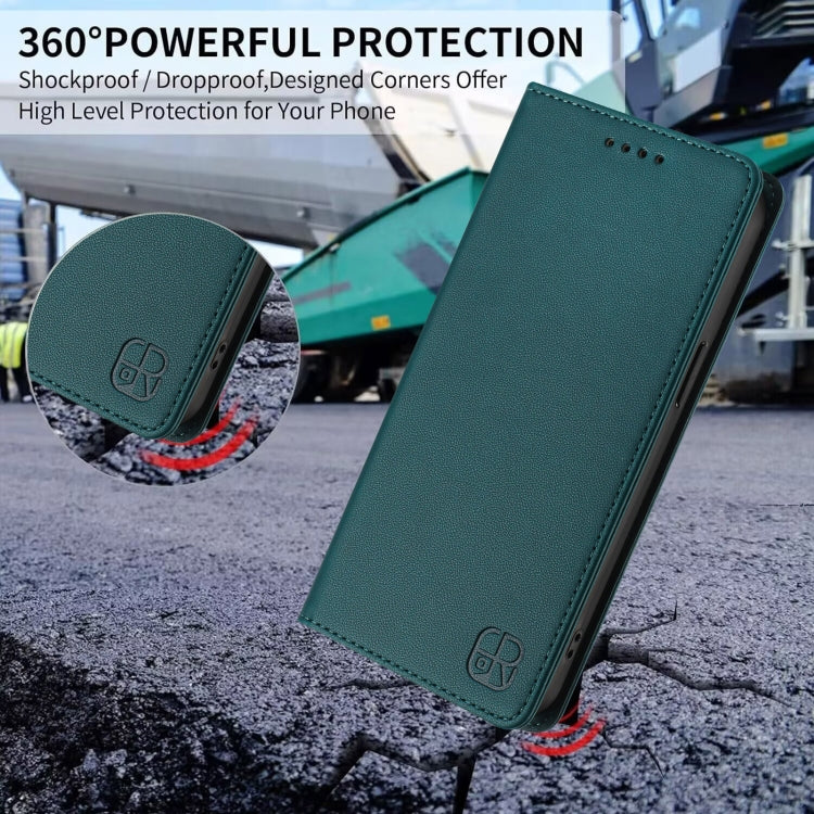 For Ulefone Note 16 Pro RC01 Dual-Folded Magnetic Suction RFID Leather Phone Case(Dark Green) - Ulefone Cases by PMC TechLife | Online Shopping South Africa | PMC TechLife | Buy Now Pay Later Mobicred