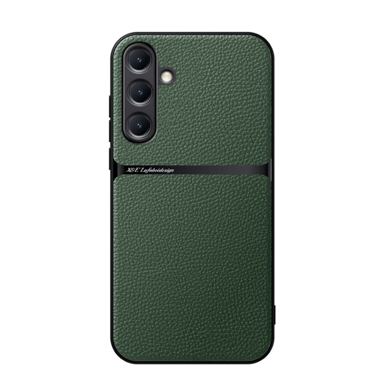 For Samsung Galaxy S25+ 5G Litchi Leather Magnetic Full Coverage Shockproof Phone Case(Green) - Galaxy S25+ 5G Cases by PMC Jewellery | Online Shopping South Africa | PMC Jewellery | Buy Now Pay Later Mobicred