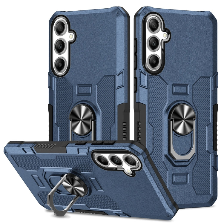 For Samsung Galaxy S25 5G Ring Holder Armor Hybrid Phone Case(Blue) - Galaxy S25 5G Cases by PMC Jewellery | Online Shopping South Africa | PMC Jewellery | Buy Now Pay Later Mobicred