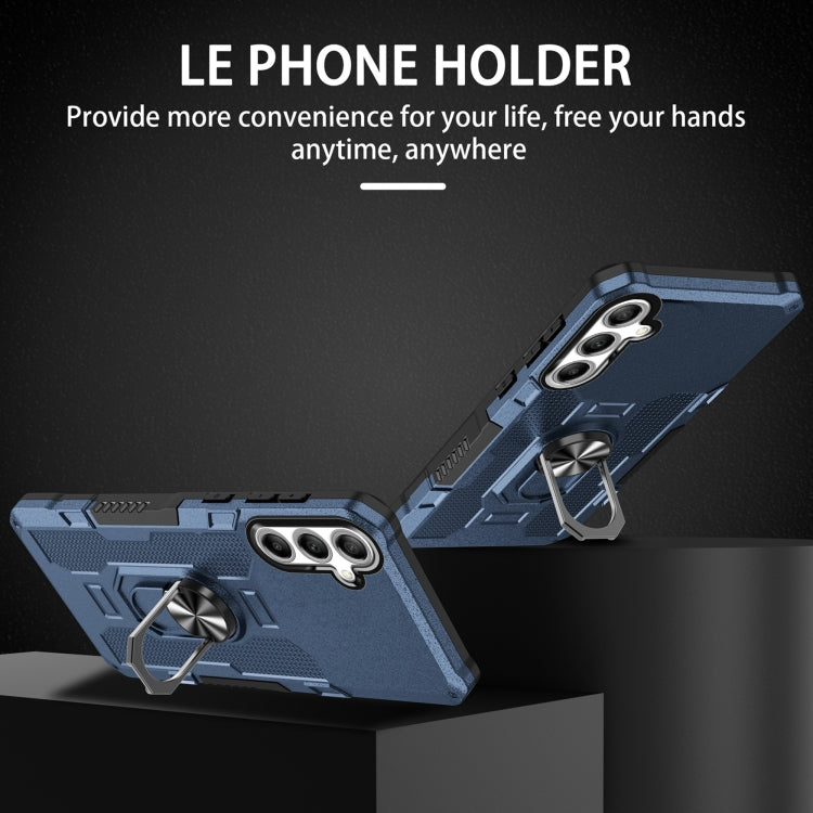 For Samsung Galaxy S25+ 5G Ring Holder Armor Hybrid Phone Case(Blue) - Galaxy S25+ 5G Cases by PMC Jewellery | Online Shopping South Africa | PMC Jewellery | Buy Now Pay Later Mobicred