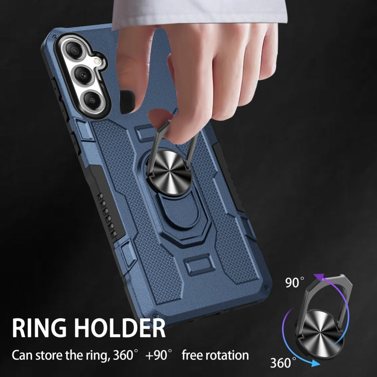 For Samsung Galaxy S25+ 5G Ring Holder Armor Hybrid Phone Case(Blue) - Galaxy S25+ 5G Cases by PMC Jewellery | Online Shopping South Africa | PMC Jewellery | Buy Now Pay Later Mobicred