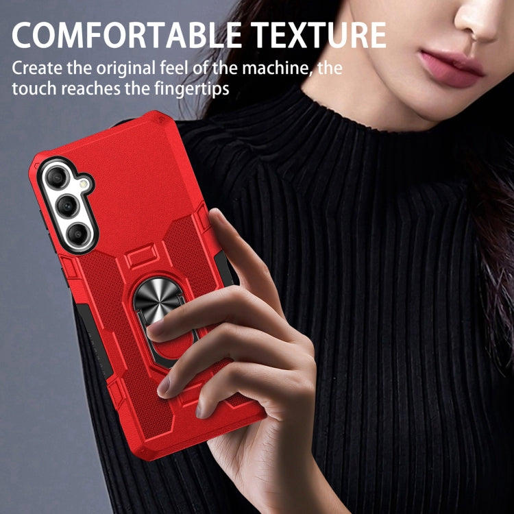 For Samsung Galaxy S25+ 5G Ring Holder Armor Hybrid Phone Case(Red) - Galaxy S25+ 5G Cases by PMC Jewellery | Online Shopping South Africa | PMC Jewellery | Buy Now Pay Later Mobicred