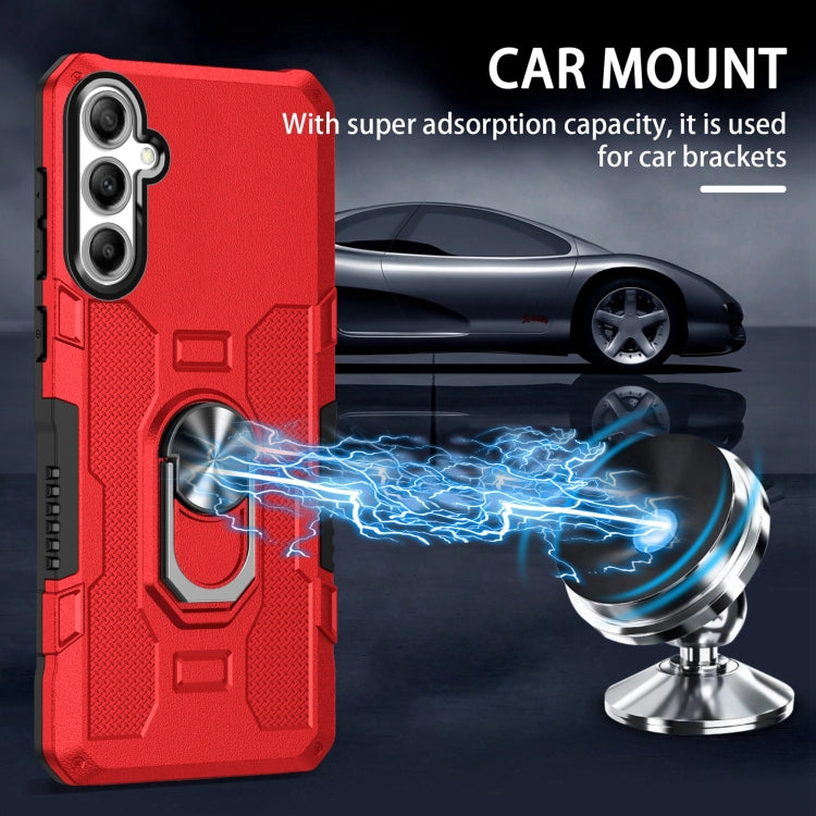 For Samsung Galaxy S25+ 5G Ring Holder Armor Hybrid Phone Case(Red) - Galaxy S25+ 5G Cases by PMC Jewellery | Online Shopping South Africa | PMC Jewellery | Buy Now Pay Later Mobicred