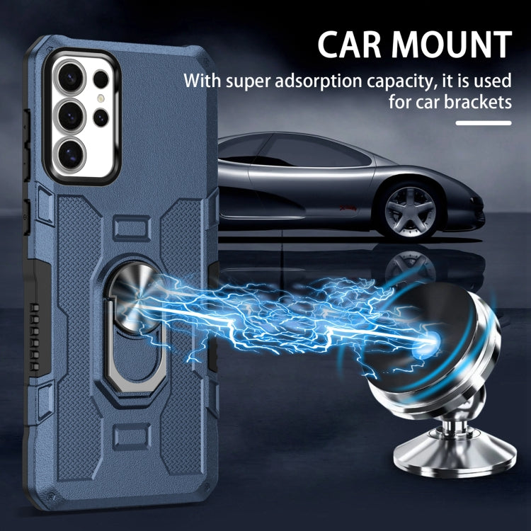 For Samsung Galaxy S25 Ultra 5G Ring Holder Armor Hybrid Phone Case(Blue) - Galaxy S25 Ultra 5G Cases by PMC Jewellery | Online Shopping South Africa | PMC Jewellery | Buy Now Pay Later Mobicred