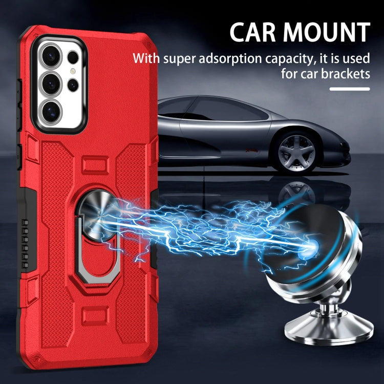 For Samsung Galaxy S25 Ultra 5G Ring Holder Armor Hybrid Phone Case(Red) - Galaxy S25 Ultra 5G Cases by PMC Jewellery | Online Shopping South Africa | PMC Jewellery | Buy Now Pay Later Mobicred
