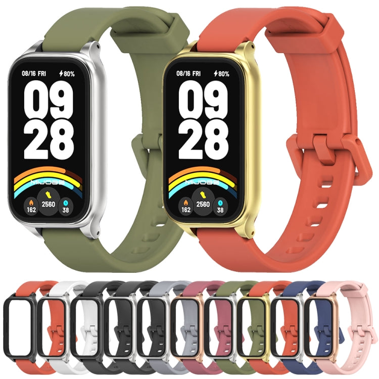 For Xiaomi Smart Band 9 Active / Redmi Band 3 Mijobs Metal Shell Silicone Watch Band(Midnight Blue Silver) - free shipping - PMc TechLife - Order now!