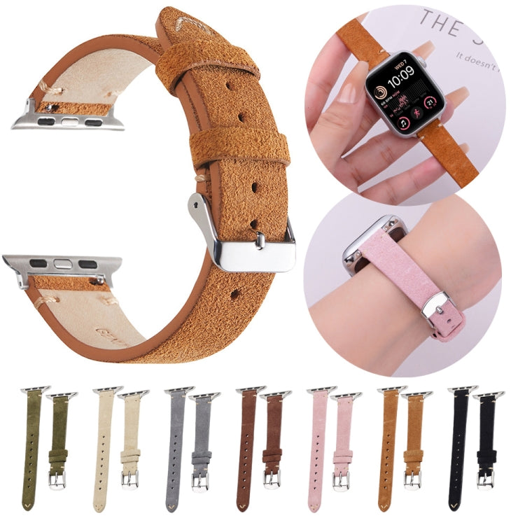 For Apple Watch 46mm / 49mm / 45mm / 44mm Matte Genuine Leather Watch Band(Grey) - free shipping - PMc TechLife - Order now!