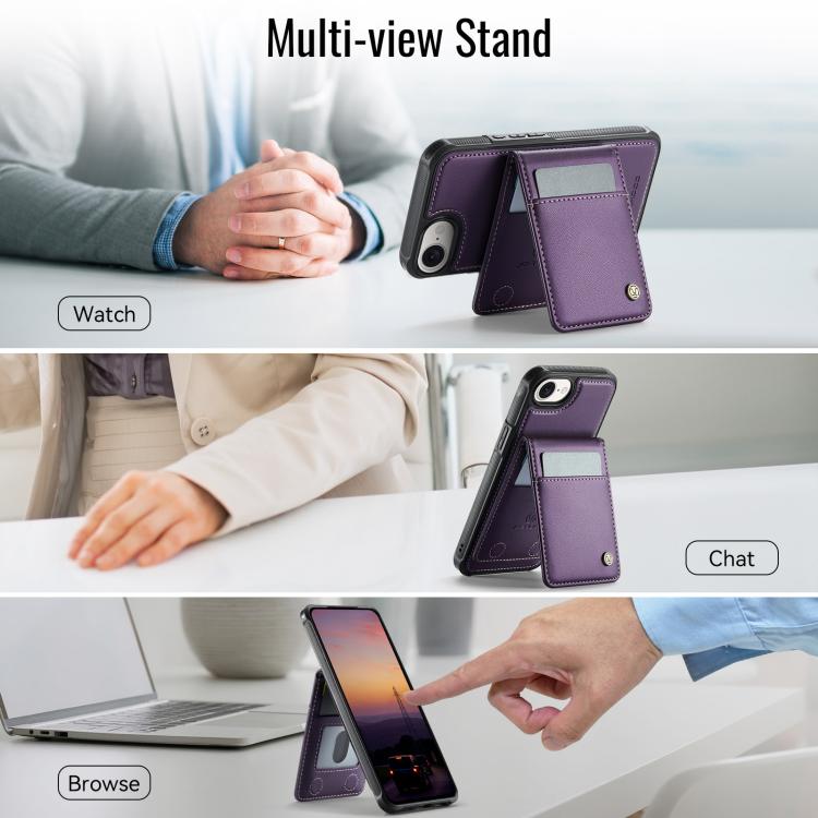 For iPhone 16e JEEHOOD J06 British Style RFID MagSafe Card Bag PU Phone Case(Brown) - free shipping - PMc TechLife - Order now!