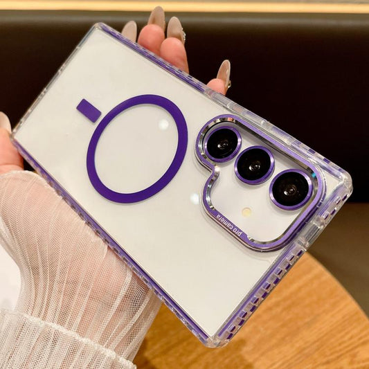 For Samsung Galaxy S25 5G Transparent MagSafe Phone Case with Lens Film(Purple) - Galaxy S25 5G Cases by PMC Jewellery | Online Shopping South Africa | PMC Jewellery | Buy Now Pay Later Mobicred