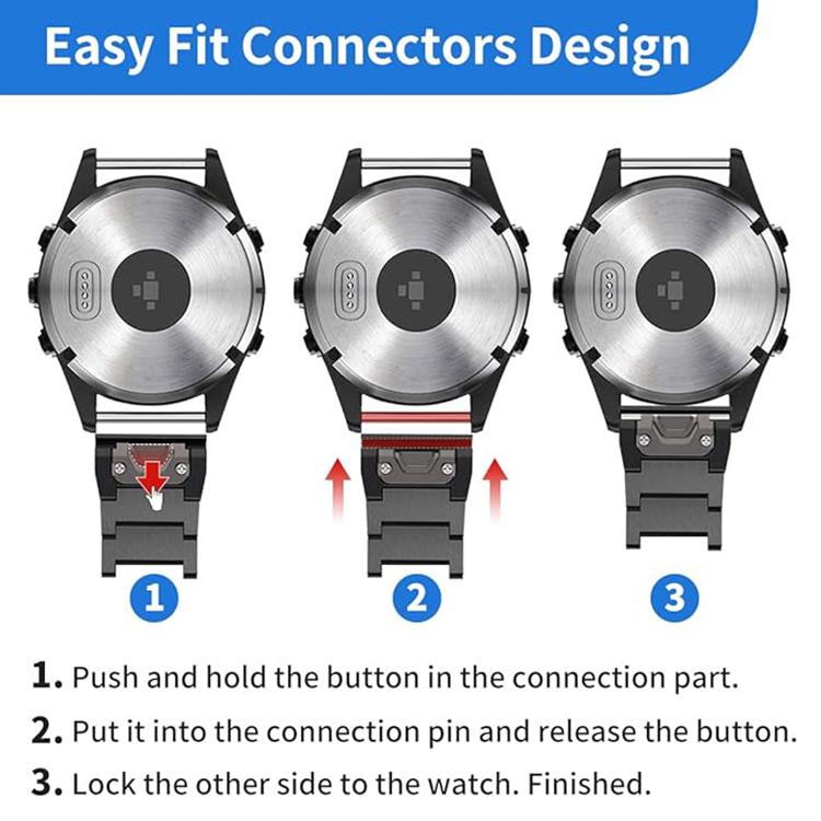 For Garmin 22mm Three-beads Titanium Alloy Push Buckle Metal Quick Release Watch Band(Silver) - free shipping - PMC TechLife - Order now!